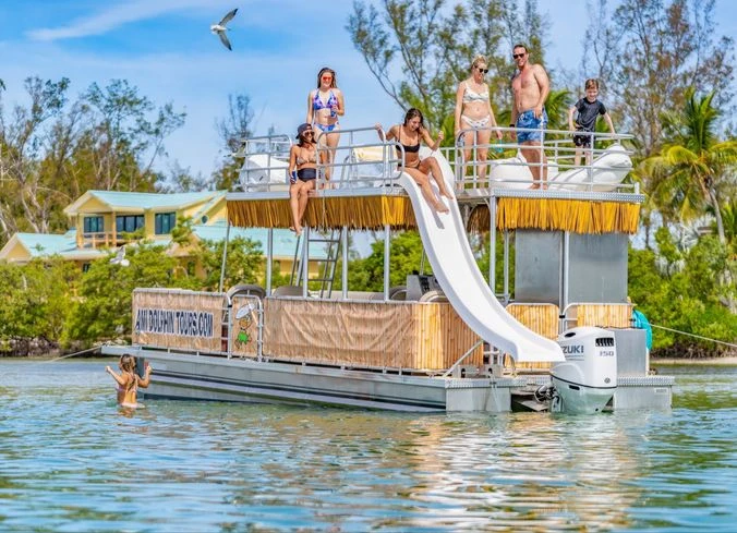 Things To Do Island Adventure: Snorkel, Shells & Memories | Single Slide Tiki Boat Bareboat Charter (1-12 Guests)